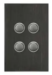 Clipsal SATURN PUSH BUTTON SWITCH 4-Gangs 20A 250V LED Indicator, Horizon Black