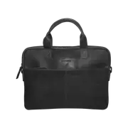 Futura Mens Slimline Leather Laptop Bag School Work Satchel Shoulder Strap Black