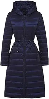 [Jegsnoe] Winter Long Coat Women Lightweight Down Jacket With Waist Belt Outwear