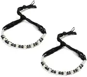 [HIMANSH STORE] JEWELLERS 925 Pure Silver 6 Ball Black Thread Nazariya Baby Bracelet for Baby Girl & Baby Boy (Black), Standard, Silver, beads