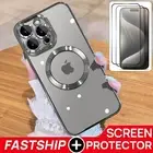 For iPhone 16 15 14 Pro Max 13 12 Case Clear Plating Magnetic Luxury Cover