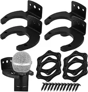 YARNOW 4Sets Microphone Wall Mount Hooks with Rolling Grip Rings for Ktv and Home Use Compatibility Easy Installation Includes Mounting Screws