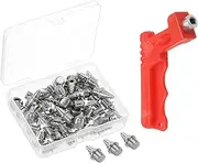 [uxcell] 1/4 Inch Track Spikes,50 Pack Steel Sports Shoes Track Spikes Replacement Spikes with Spike Wrench for Field Track Short Running Jumping Sprint Sports, Silver