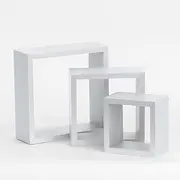 [Anika] Floating Shelves/Cube or Tray Design/Set of 3/Large, Medium, Small (White, Cube)