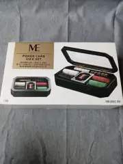 *New In Box* Poker Card Dice Gift Set 4 Colors Of Chips, Leather Cased
