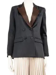 Black Satin Panelled Blazer