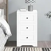 ALFORDSON Bedside Table Wooden Nightstand Cabinet 39cm x 39cm x 70cm Storage Organiser Drawer Shelves Vintage Bedroom Living Room Sofa Side Table (White)