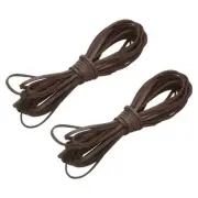2 Pcs Flat Suede Leather Cord, 5.5 Yards 2.6mm Craft Braid String, Coffee