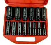 14Pc 12Drive Chrome Molybdenum Deep Impact Socket Set Metric 6 Point wCase