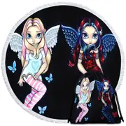 Two Fairies Sisters Hope and Despair Round Beach Towel