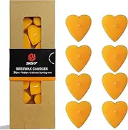 Heart Shape Beeswax Tealight Candles, 24 Pack Handmade Natural Beeswax Tea Light Candles Set, Clear Cup Yellow Bees Wax Tealight 6 Hour Burn Time for Home Decor, Shabbat, Wedding, Emergency