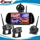 Digital Wireless 7" DVR Mirror Monitor 3x 1080P Side Reversing Cameras Caravan