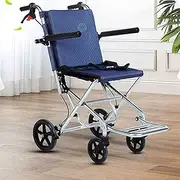 Lightweight Aluminium Wheelchair, Transport Chair with Locking Hand Brakes Removable Flip Up Arms for Elderly Aircraft Travel(A)