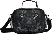 Lion Head Eye Green Insulated Lunch Box for Women Men - Ideal for Work, Picnics - Includes Adjustable Shoulder Strap
