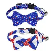 2-Pack Breakaway Cat Collars with Removable Double-Layer Bow Independence Day 2