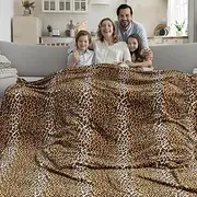 Edenleaf Fleece King Size Super Soft Cozy Leopard Print Blanket for Couch Bed, Cheetah Print Blanket for All Seasons 90"x108" (Dark Brown)