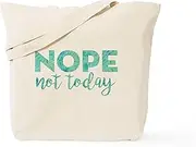 CafePress Nope Not Today Print Tote Bag Natural Canvas Tote Bag, Reusable Shopping Bag