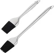 MERRYHAPY Stainless Steel Bbq Brush with Round Tail Brush for Outdoor Grilling Food Grade Barbecue Accessories for Sauce Application and Baking
