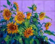Sunflower Tile Backsplash Mikki Senkarik Flower Art Ceramic Mural MSA114