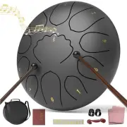 Unique Handpan Rain Drum: 11 Notes Steel Instrument Kit with Mallets & Book