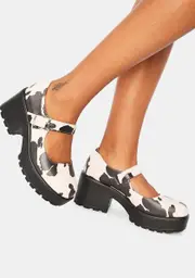 [Koi Footwear] Pink Nettie Cow Print Mary Janes