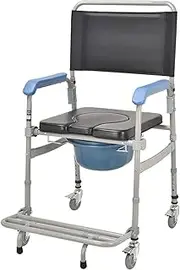 Z&y GLAa Shower Commode Chairs with Wheels, Padded Shower Seat with Wheels and Built in Toilet Comfortable Durable/Black