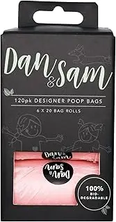 Dan & Sam Biodegradable Poop Bags 120pk - Blush, Eco-Friendly Dog Waste Bags, Leak-Proof & Durable, Easy-Tie Handles, Compostable Pet Clean-Up Solution, 120 Count