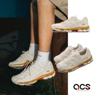 Asics 休閒鞋 GEL-NYC 奶油白 金 紅 復古 網布麂皮 亞瑟士 男鞋 女鞋 ACS 1201A789106