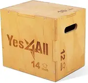 Yes4All 3 in 1 Non-Slip Wooden Plyo Box, Plyometric Jump Box for Skipping, Jumping, Lunges, Squats, Step-Ups, Dips, and More