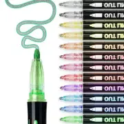 12 Colors Outline Metallic Markers, Acrylic Paint Marker Paint Pen Glitter5539