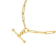 9ct Gold 45cm Solid Paperclip Fob Necklet