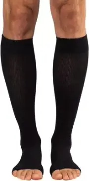 Dr. Comfort Cotton Open Toe 30-40 mmHg Compression Socks, Black- Large