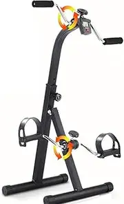 Folding Pedal Exerciser, Leg Pedal Exerciser Portable Adjustable Resistance with LCD Display for Sitting Down, Unisex and Elderly