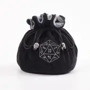 D20 Velvet Dice Bag (Black)