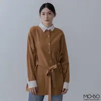 在飛比找momo購物網優惠-【MO-BO】簡約魅力配色條紋襯衫(上衣)