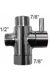 Diverter T adapter Diverting Valve 3-way Tee Connector for Bidet Sprayer7/8” 1/2