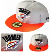 New Era NBA OKC Thunders Grey Orange Fitted Hat Grey Under Brim Made in U.S.A