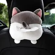 Car Tissue Box Holder, Cute Box Paper Napkin Storage Box, Soft Plush Cat Corgi Butt Tissue Dispenser Cartoon Animals Car Tissue for Home Bathroom Car Accessories, qzjijosen (B)
