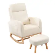 Levede Rocking Chair Armchair Sherpa with Footstool Beige