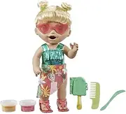 Baby Alive Hasbro Baby Alive Sunshine Snacks Doll - Blonde Hair - Eats and Poops - Summer-Themed Waterplay Baby Doll, Ice Pop Mold - Nuturing Dolls and Toys for Kids - F1680 - Ages 3+
