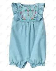 NWT GYMBOREE LAKESIDE STROLL CHAMBRAY 1 PIECE BUBBLE ROMPER SIZE 0-3 MO
