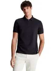 [Calvin Klein] Smooth Cotton Welt Zip Polo in Black