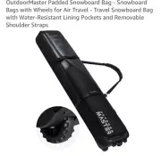 OutdoorMaster Padding Snowboard Bag - Snowboard Bags with Wheels for Air Trav...