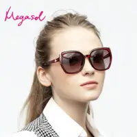 在飛比找ETMall東森購物網優惠-【MEGASOL】UV400防眩偏光太陽眼鏡時尚女仕大框矩方