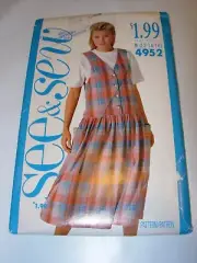WOMENS UNCUT BUTTERICK 4952 Sewing Pattern TOP SHIRT DRESS JUMPER SIZE 12 14 16