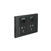 Clipsal Iconic STYL Double Switched Internal Power point Cover Plate Silver Shadow - S3025C-SH
