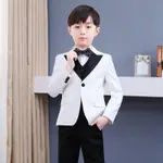 兒童西裝男童韓版禮服花童西裝小主持人鋼琴表演服白色高級跨境