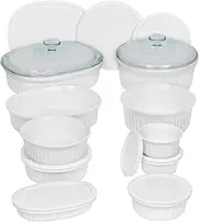 CorningWare French White 20 Piece Ceramic Bakeware Set | Microwave, Oven, Fridge, Freezer, and Dishwasher Safe | Resists Chipping and Cracking | Doesn't Absorb Food Odors and Stains