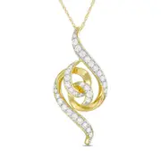 0.63 CT. T.W. Natural Diamond Swirl Loop Pendant in 10K Yellow Gold