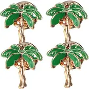 [INOOMP] Hawaiian : 4 Pack Palm Tree Collar Pin Tropical Brooch Boys and Girls Party Accessory Cozy Fit Brooch
